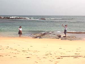 Paddling in the ocean at Tangalle